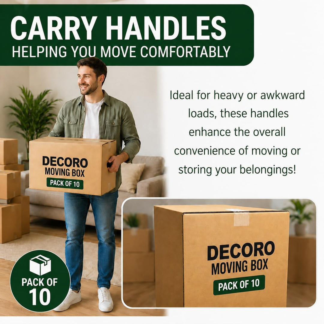 DECORO 10 Pack Large Cardboard Moving Boxes 52x30x30cm (47L)